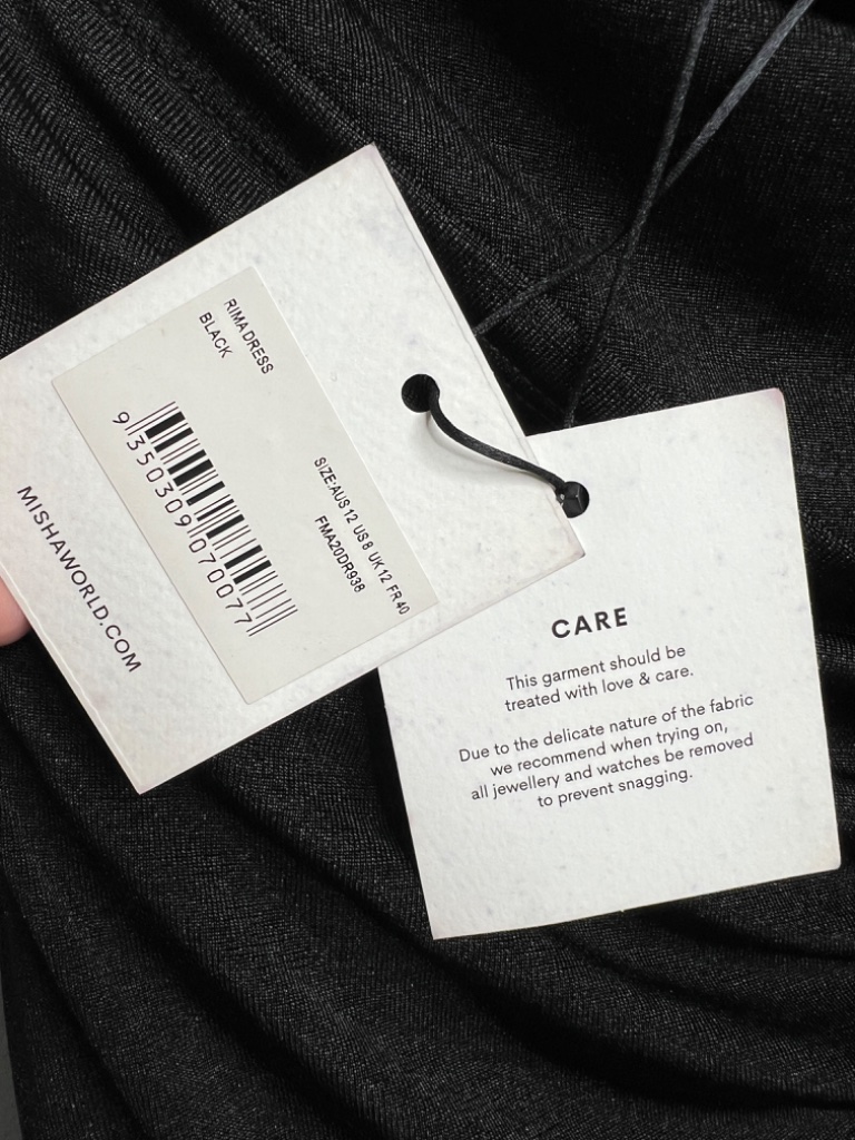 Nwt Misha Rima Black Ruched Halter Midi Dress Wedding Guest Cocktail 8 — image 8 of 8